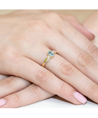 Złoty Pierścionek 14k z diamentem topaz 0,65ct