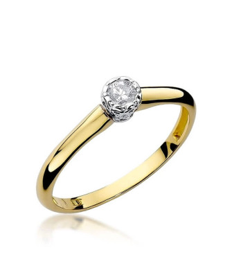 Złoty Pierścionek 14k z diamentem brylant 0,13ct