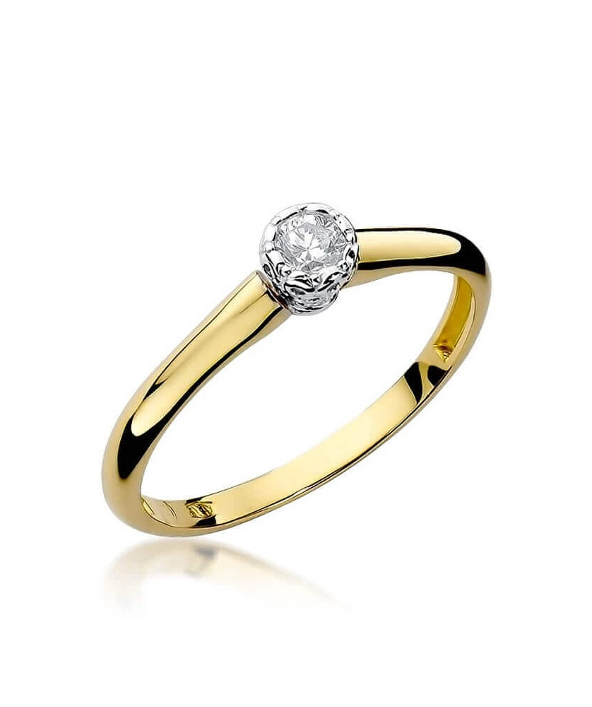 Złoty Pierścionek 14k z diamentem brylant 0,13ct