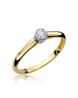 Złoty Pierścionek 14k z diamentem brylant 0,13ct