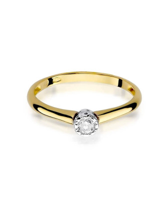 Złoty Pierścionek 14k z diamentem brylant 0,13ct