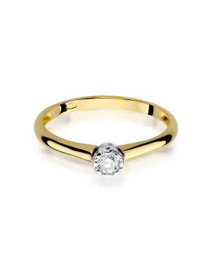 Złoty Pierścionek 14k z diamentem brylant 0,13ct