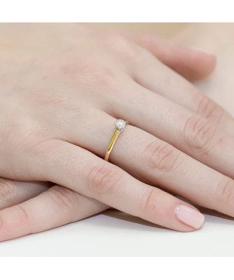 Złoty Pierścionek 14k z diamentem brylant 0,13ct