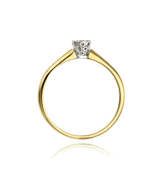 Złoty Pierścionek 14k z diamentem brylant 0,13ct