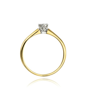 Złoty Pierścionek 14k z diamentem brylant 0,13ct