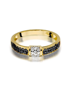 14k Gold Ring with Brilliant Diamond White 0.05 Black 0.14ct