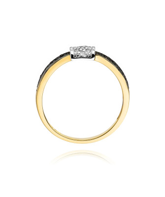14k Gold Ring with Brilliant Diamond White 0.05 Black 0.14ct