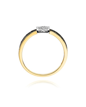 14k Gold Ring with Brilliant Diamond White 0.05 Black 0.14ct