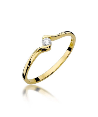 Złoty Pierścionek 14k z diamentem brylant 0,09ct