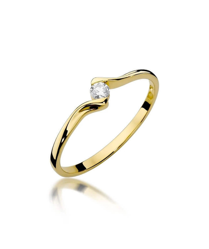 Złoty Pierścionek 14k z diamentem brylant 0,09ct