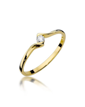 Złoty Pierścionek 14k z diamentem brylant 0,09ct
