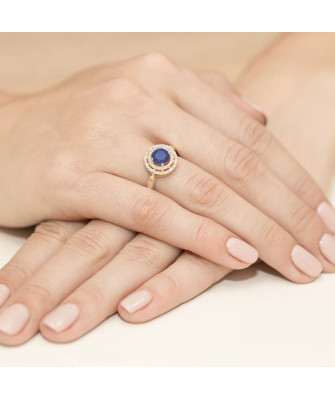 Złoty Pierścionek 14k z diamentem szafir 1,00ct