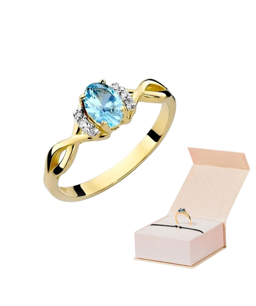 Złoty Pierścionek 14k z diamentem topaz 0.50ct