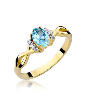 14k Gold Ring with Diamond Topaz 0.50ct