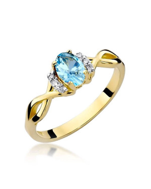 Złoty Pierścionek 14k z diamentem topaz 0.50ct