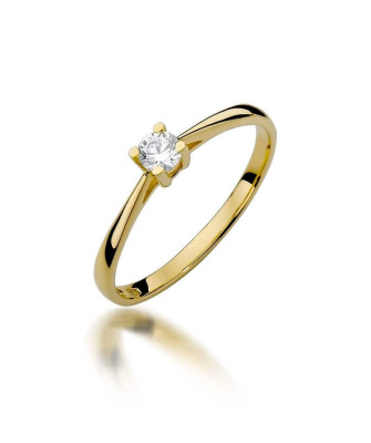 Złoty Pierścionek 14k z diamentem brylant 0,15ct