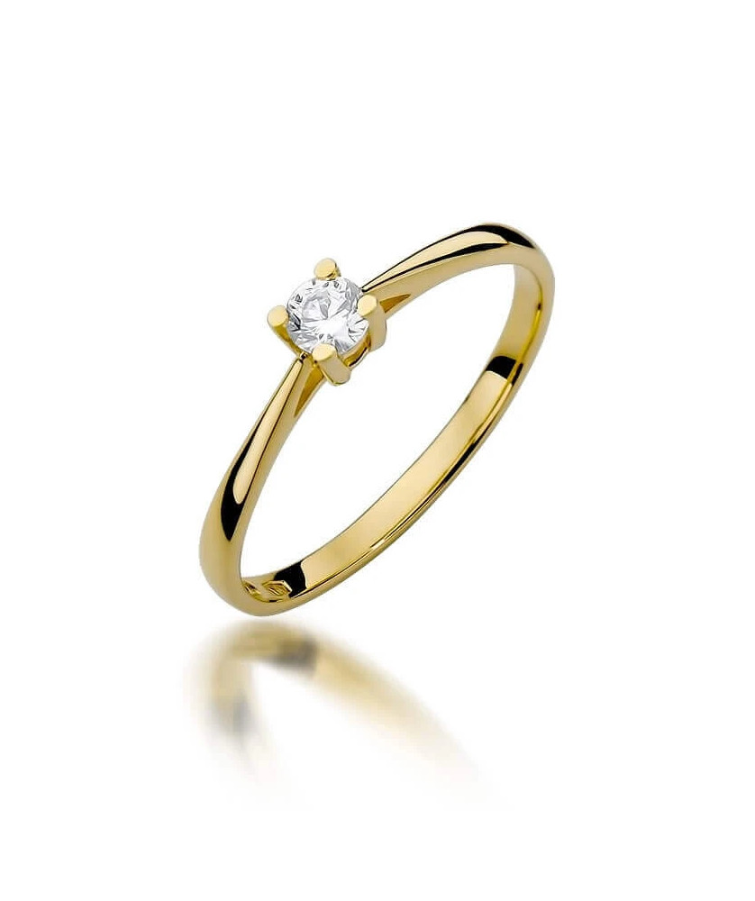 Złoty Pierścionek 14k z diamentem brylant 0,15ct