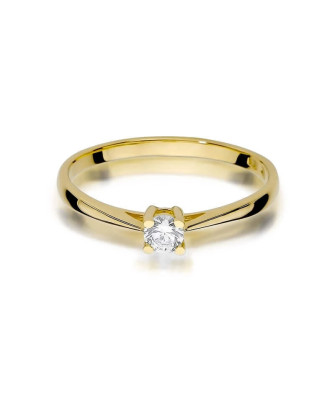 Złoty Pierścionek 14k z diamentem brylant 0,15ct