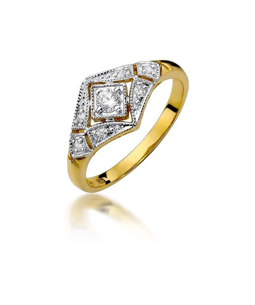 Złoty Pierścionek 14k z diamentem brylant 0,10ct