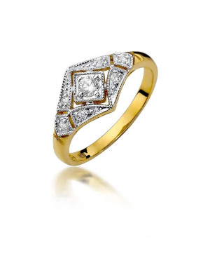Złoty Pierścionek 14k z diamentem brylant 0,10ct