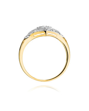 Złoty Pierścionek 14k z diamentem brylant 0,10ct