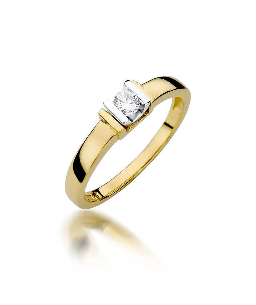 Złoty Pierścionek 14k z diamentem brylant 0,10ct