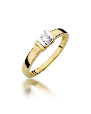 Złoty Pierścionek 14k z diamentem brylant 0,10ct