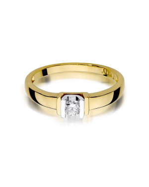 Złoty Pierścionek 14k z diamentem brylant 0,10ct