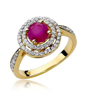 14k Gold Ring with Diamond Ruby 1.20ct