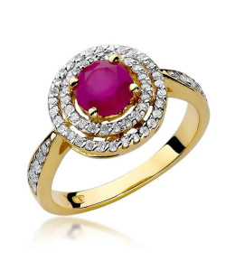 14k Gold Ring with Diamond Ruby 1.20ct