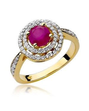 14k Gold Ring with Diamond Ruby 1.20ct