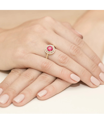 Złoty Pierścionek 14k z diamentem rubin 1,20ct