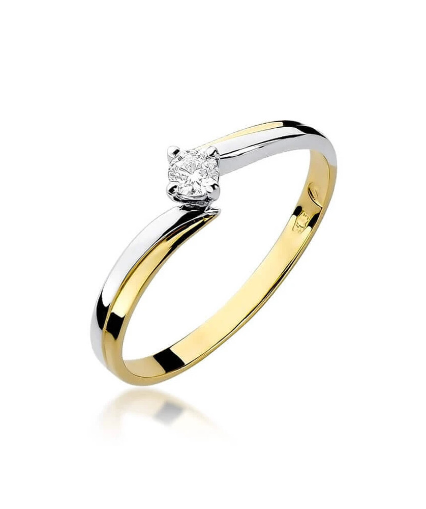Złoty Pierścionek 14k z diamentem brylant 0,08ct