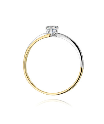 Złoty Pierścionek 14k z diamentem brylant 0,08ct