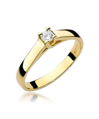 Złoty Pierścionek 14k z diamentem brylant 0,10ct