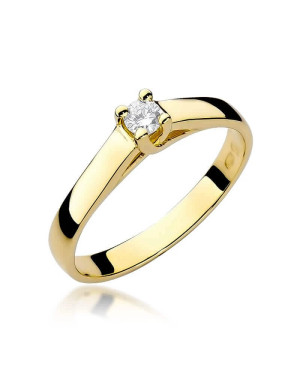 Złoty Pierścionek 14k z diamentem brylant 0,10ct