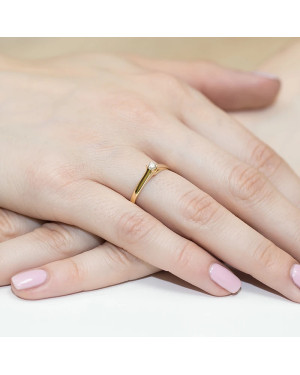 Złoty Pierścionek 14k z diamentem brylant 0,10ct