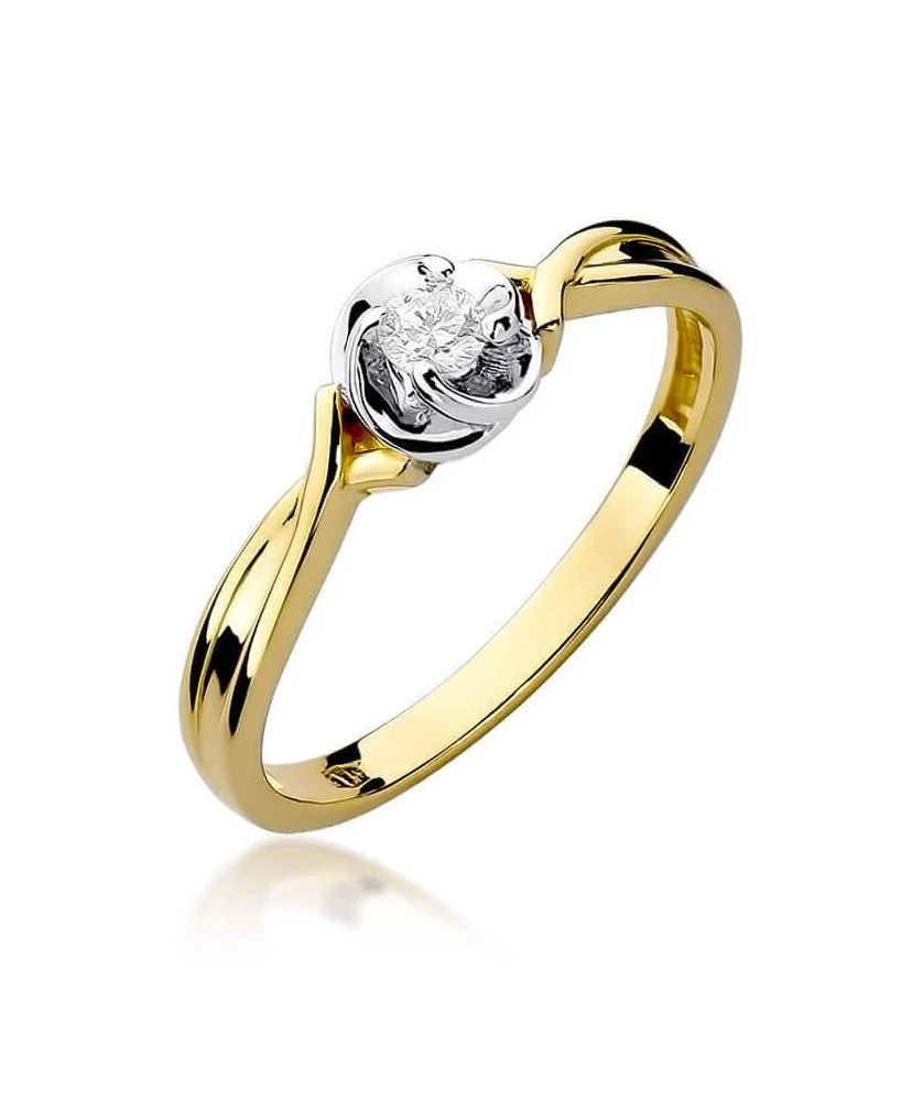 Złoty Pierścionek 14k z diamentem brylant 0,10ct