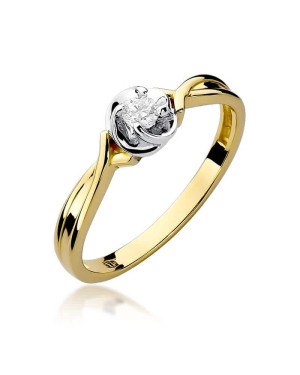 Złoty Pierścionek 14k z diamentem brylant 0,10ct