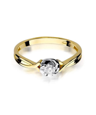 Złoty Pierścionek 14k z diamentem brylant 0,10ct