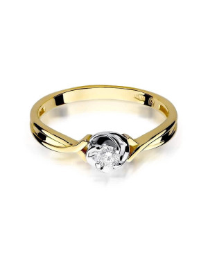 Złoty Pierścionek 14k z diamentem brylant 0,10ct