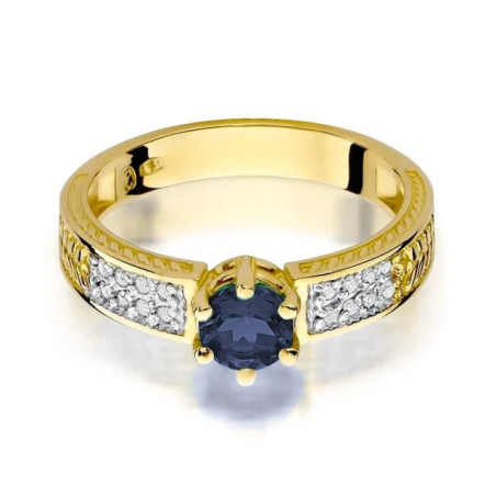 Gold ring with diamond EY-75 sapphire | GoldJewellery