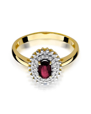Złoty Pierścionek 14k z diamentem rubin 0,60ct