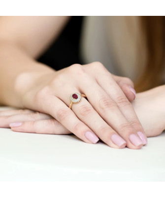 14k Gold Ring with 0.60ct Diamond Ruby