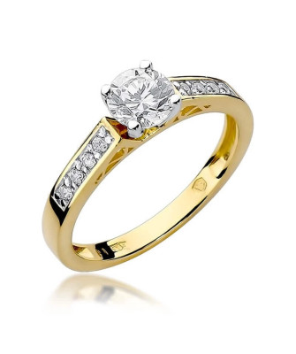 Złoty Pierścionek 14k z diamentem brylant 0,42ct