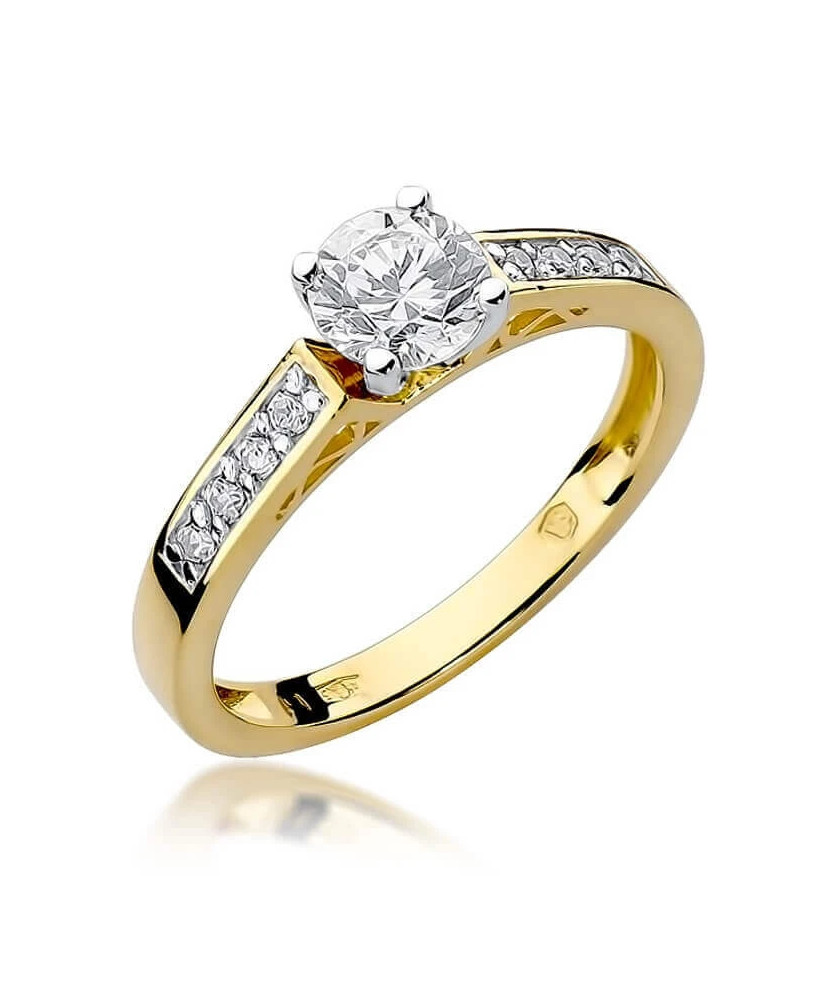 Złoty Pierścionek 14k z diamentem brylant 0,42ct