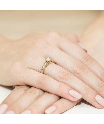 Złoty Pierścionek 14k z diamentem brylant 0,42ct