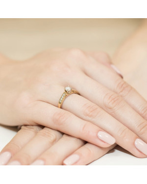 Złoty Pierścionek 14k z diamentem brylant 0,42ct