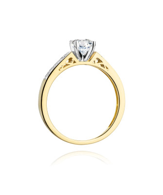 Złoty Pierścionek 14k z diamentem brylant 0,42ct