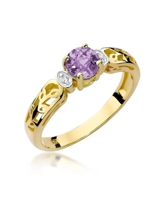 14k Gold Ring with Amethyst Diamond 0.50ct